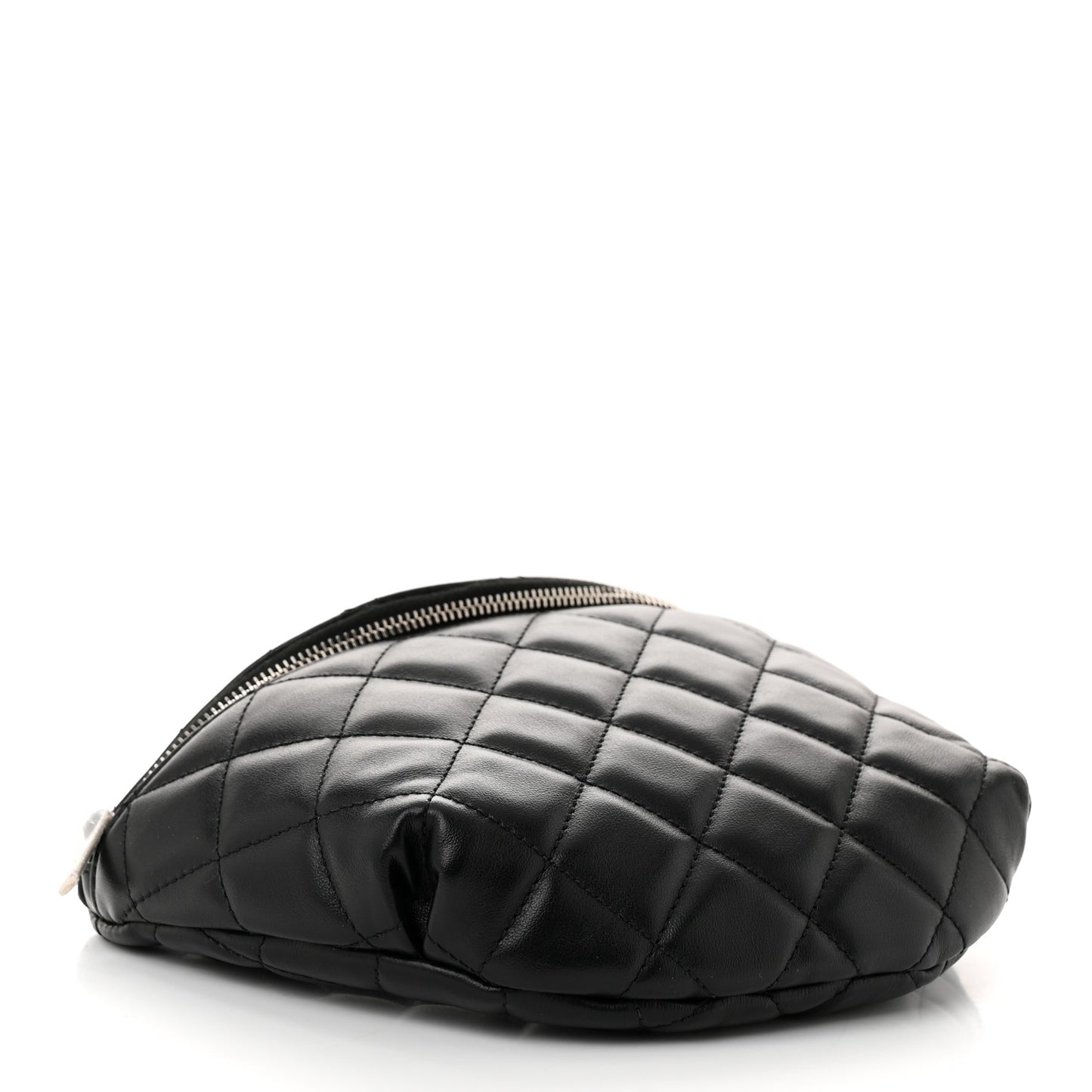 Calfskin Quilted Waist Belt Bag Black