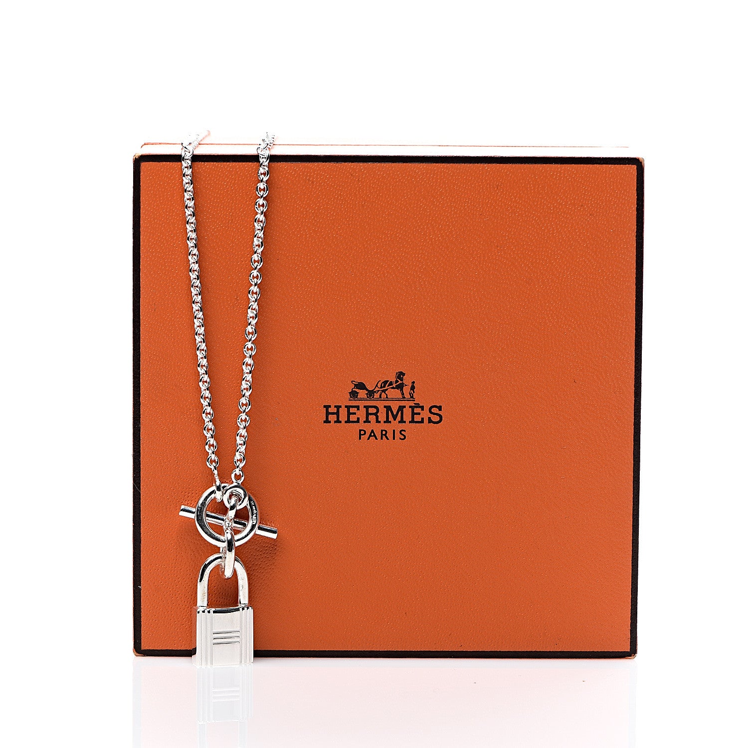Hermes Sterling Silver Cadenas Kelly Lock Pendant Necklace 4 of 4
