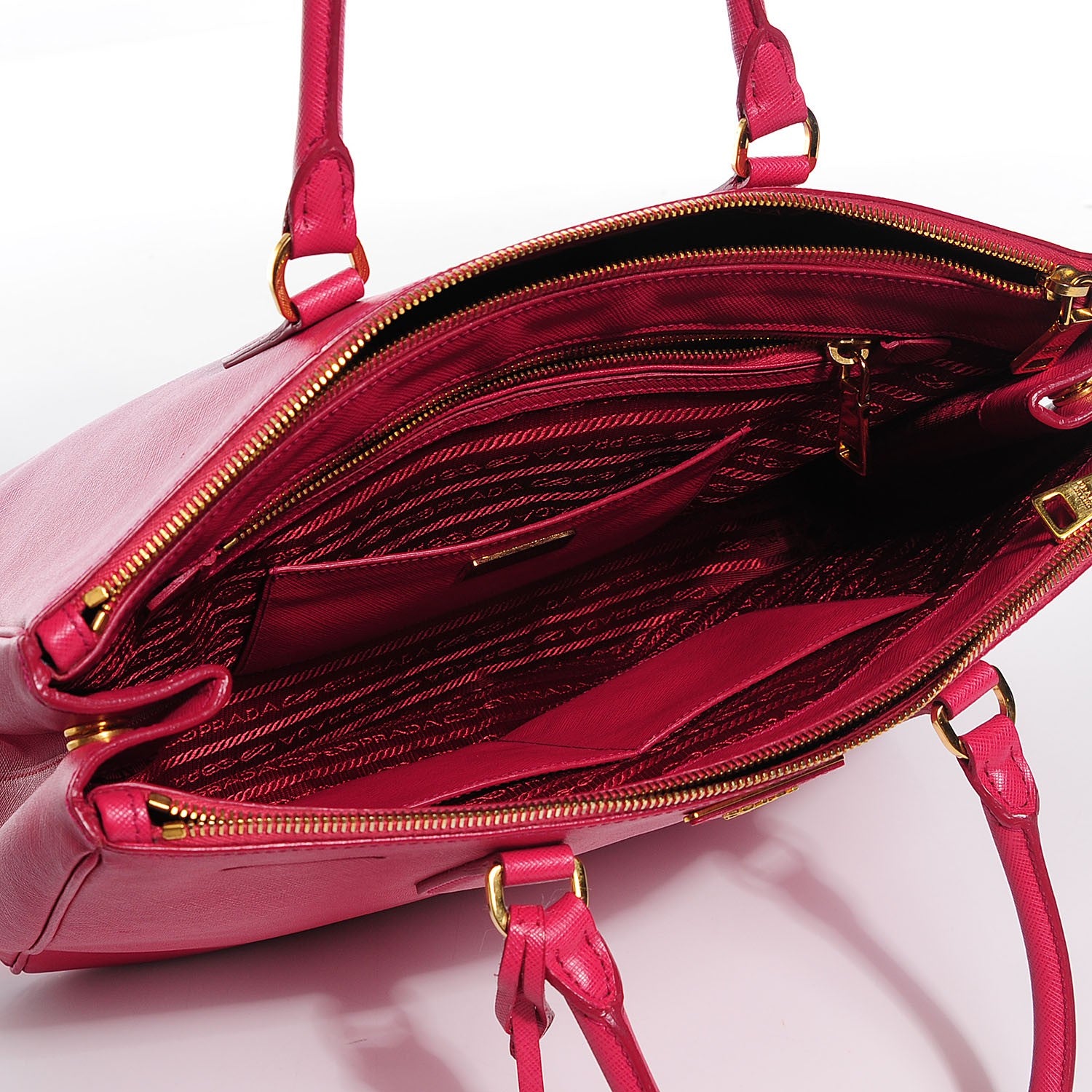 Prada Saffiano Large Galleria Double Zip Tote Fuxia 5 of 9