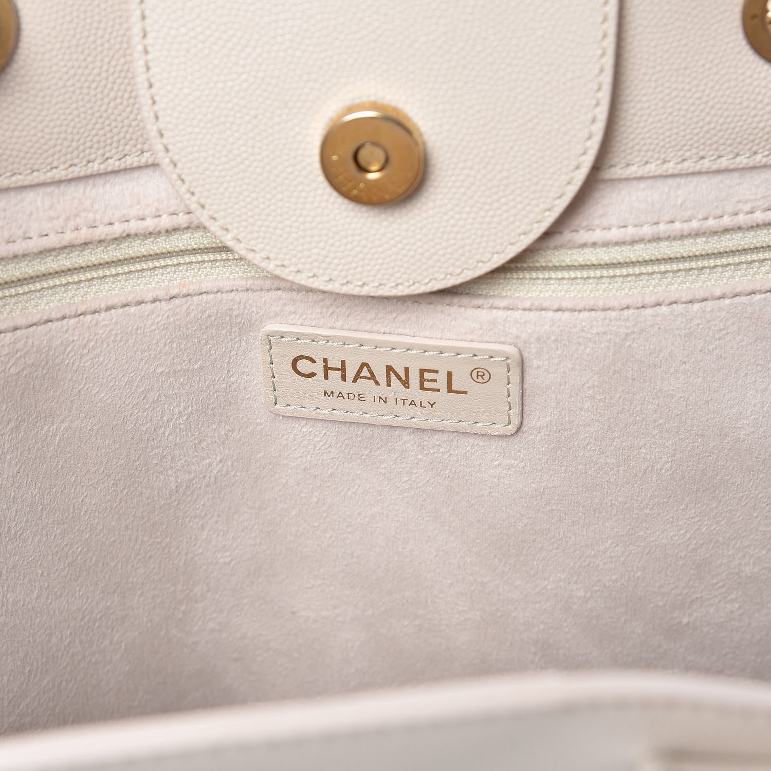 Chanel Caviar Small Studded Deauville Tote Ivory 6 of 15