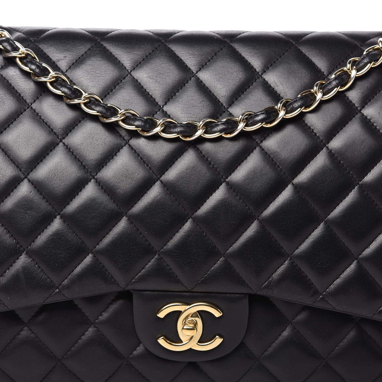 Chanel Lambskin Quilted Maxi Double Flap Black 10 of 10