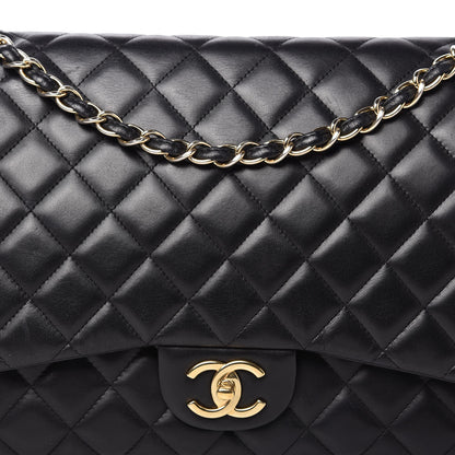 Chanel Lambskin Quilted Maxi Double Flap Black 10 of 10
