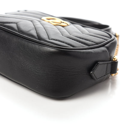 Gucci Calfskin Matelasse Mini GG Marmont Chain Shoulder Bag Black 7 of 10