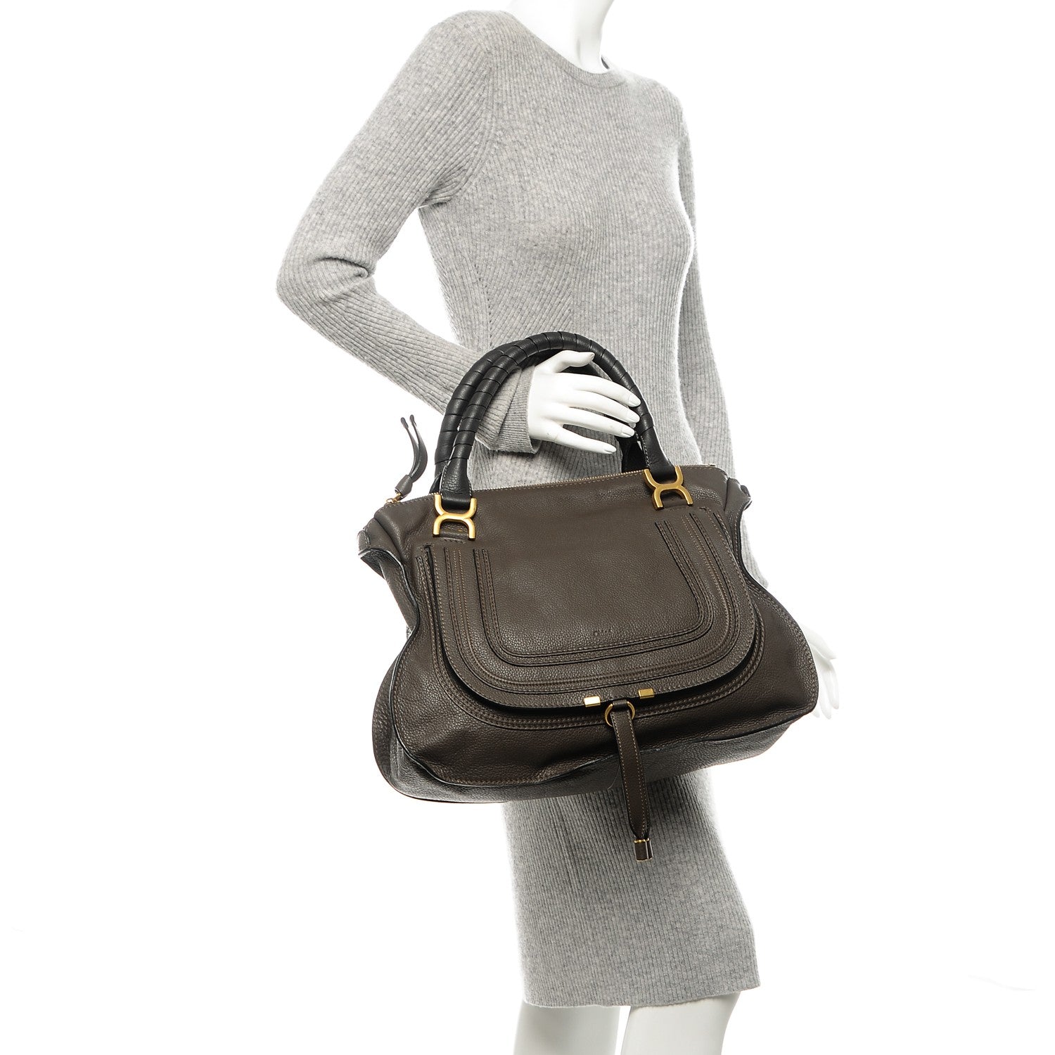 Chloe Calfskin Large Marcie Satchel Ash 2 of 7