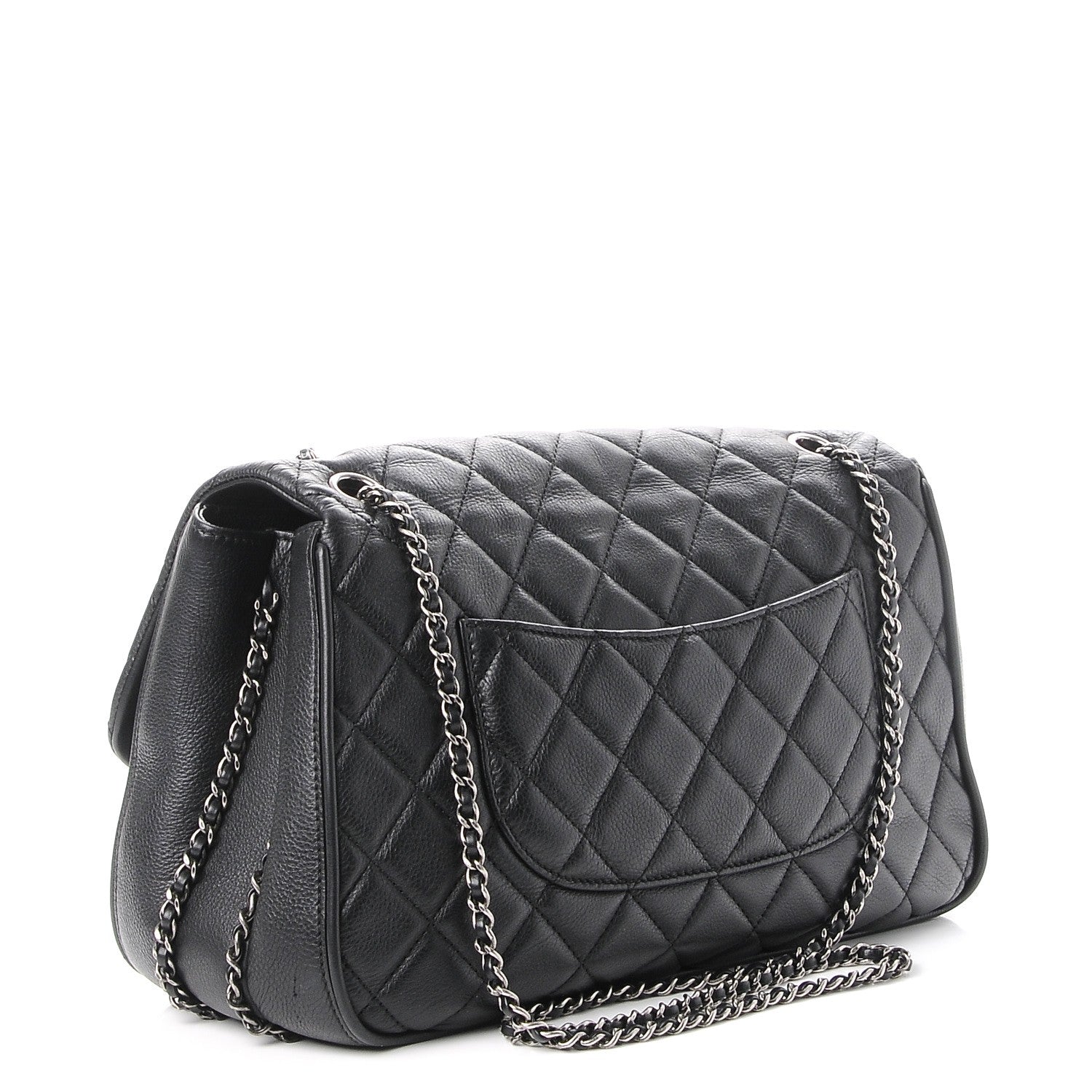 Chanel Calfskin Quilted Large Frame In Chain Flap Black 4 of 12
