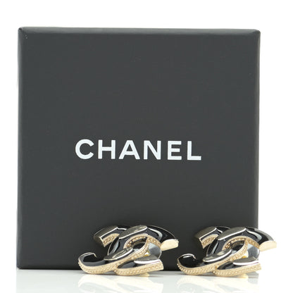 Chanel Enamel CC Earrings Black Gold 5 of 5