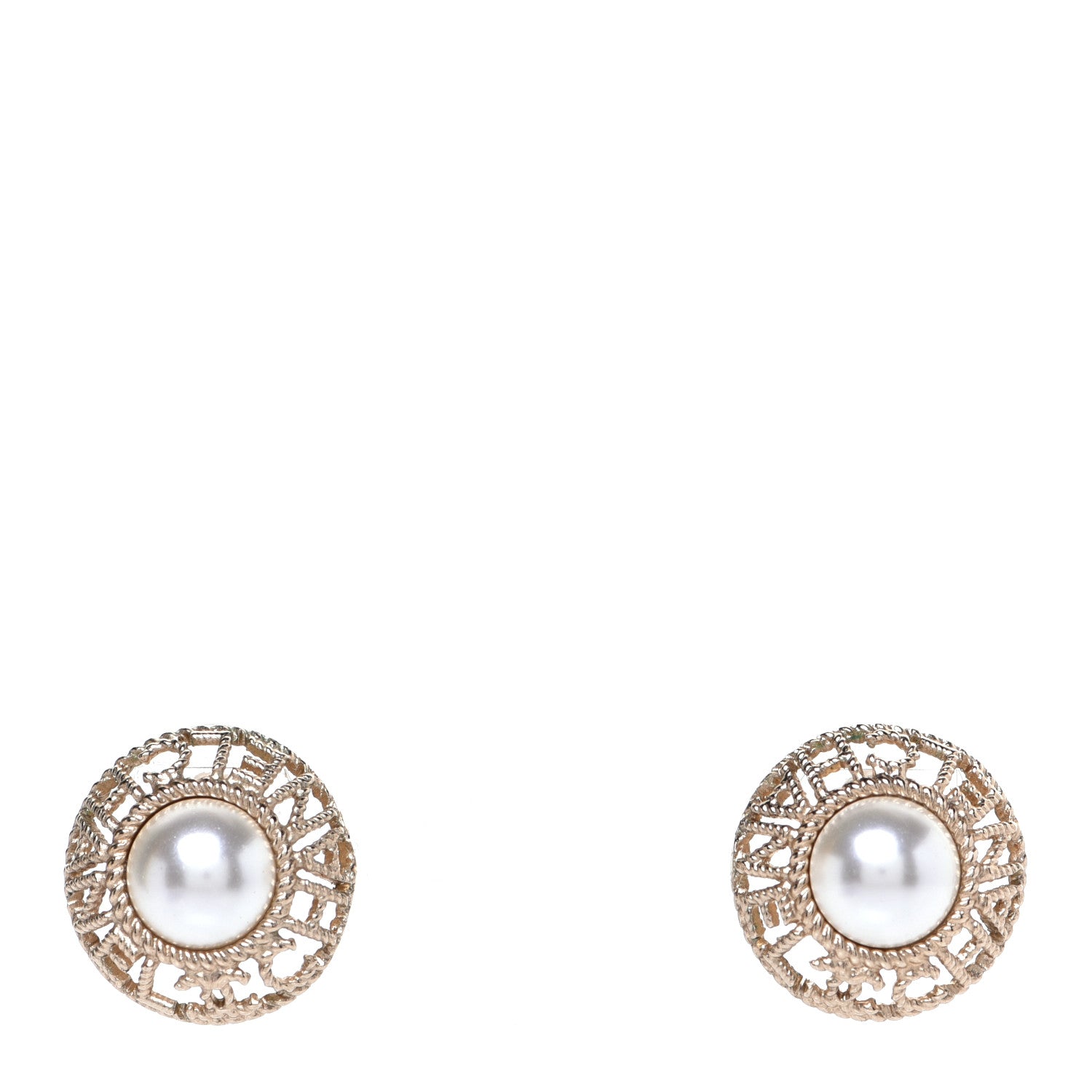 Chanel Pearl CC Round Rope Logo Earrings Gold 1 of 4