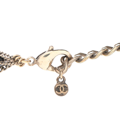 Chanel Gripoix Poured Glass Crystal Bead CC Layered Pendant Necklace Black Red Gold 4 of 5