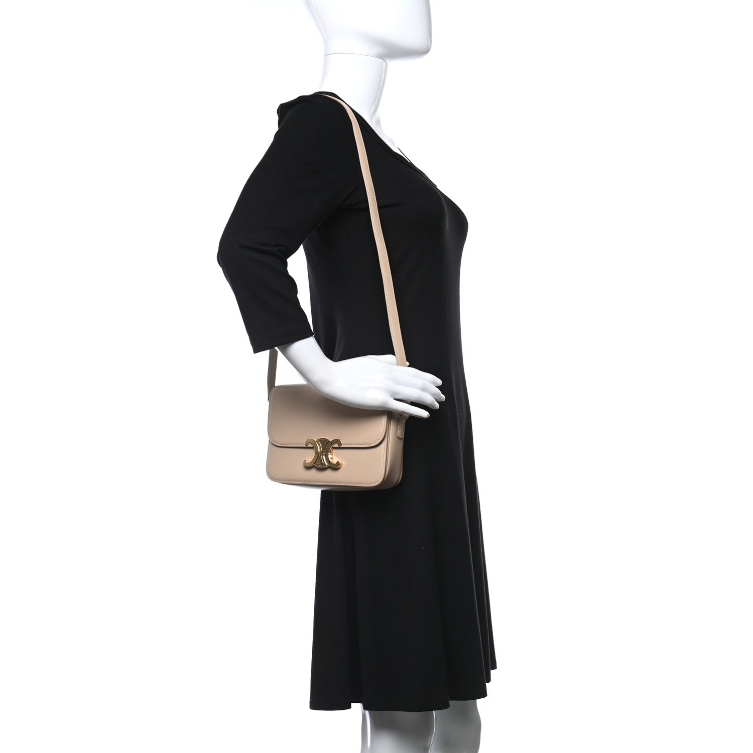 Celine Shiny Calfskin Teen Triomphe Nude 2 of 10