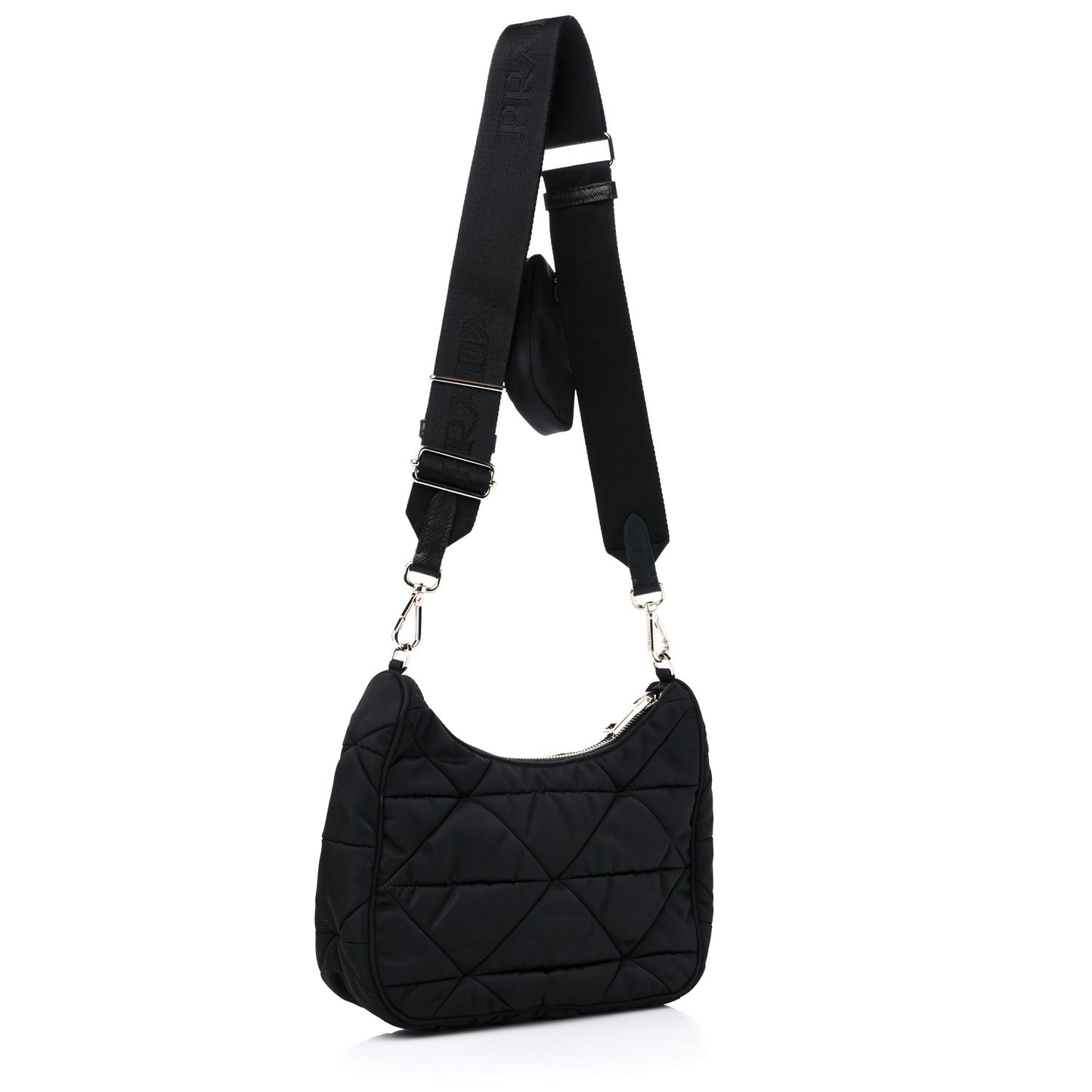 Re-Nylon Triangle Padded Patchwork Shoulder Bag Black