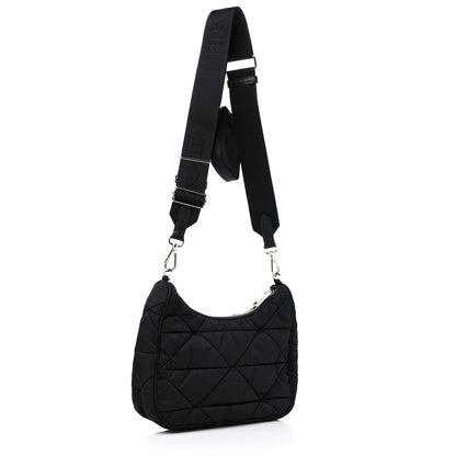 Prada Re-Nylon Triangle Padded Patchwork Shoulder Bag Black 3 of 10