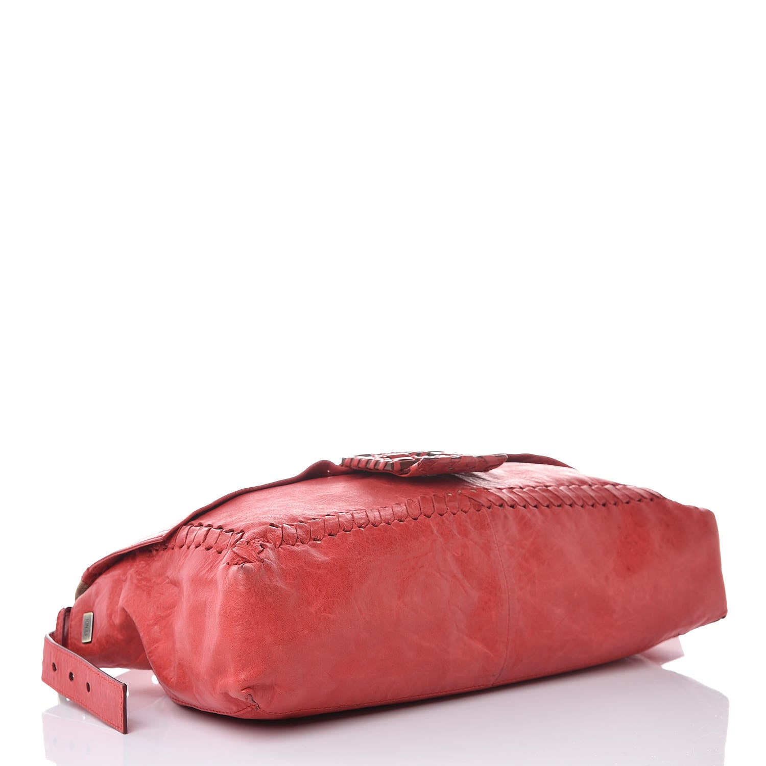 Fendi Calfskin Whipstitch Baguette Red 4 of 20