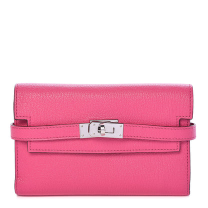 Hermes Chevre Mysore Medium Kelly Wallet Rose Shocking 1 of 8