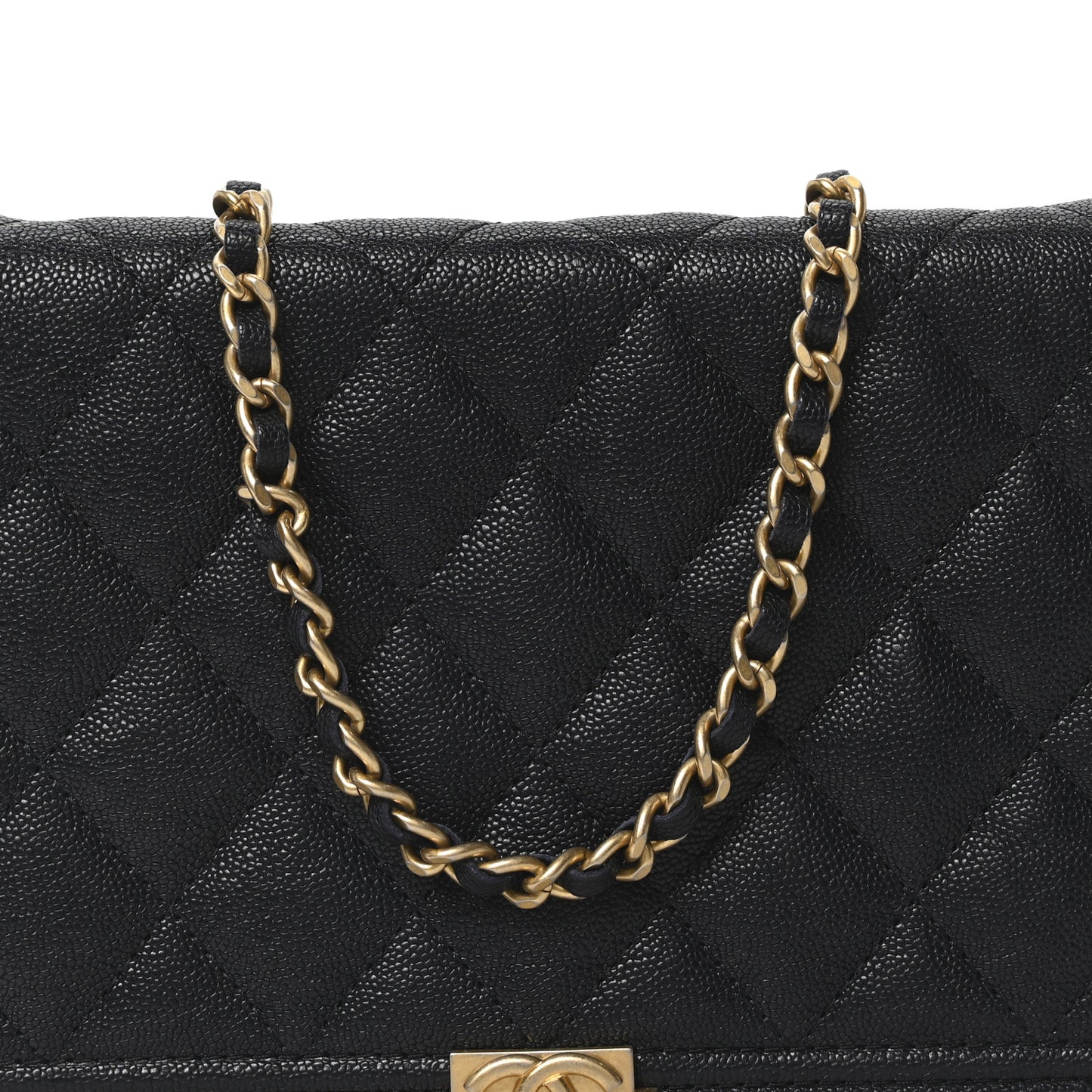 Caviar Quilted Boy Wallet On Chain WOC Navy