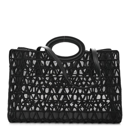 Valentino Garavani Toile Mesh Iconographe Goatskin Le Troisieme Shopping Bag Black 1 of 10