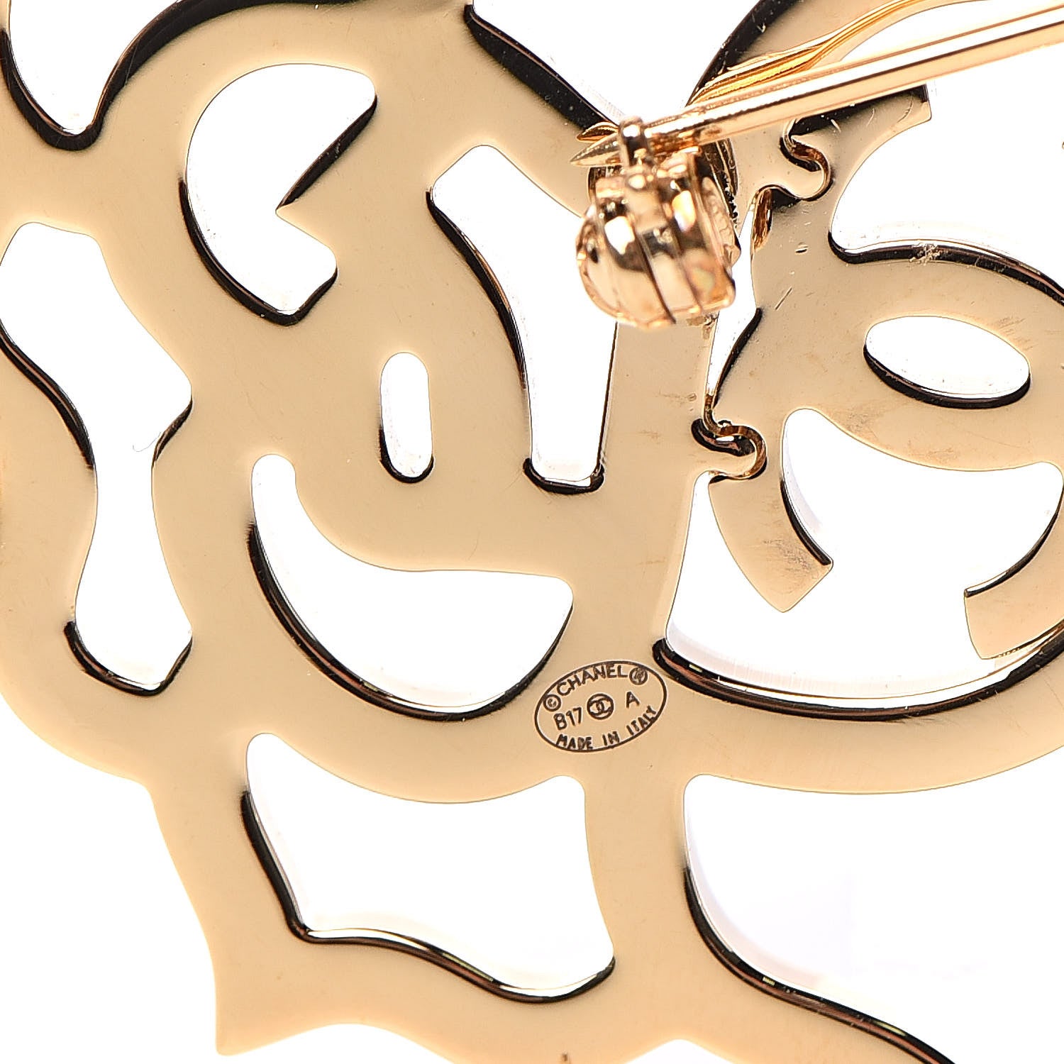 Chanel Crystal Rose CC Brooch Black Gold 4 of 5
