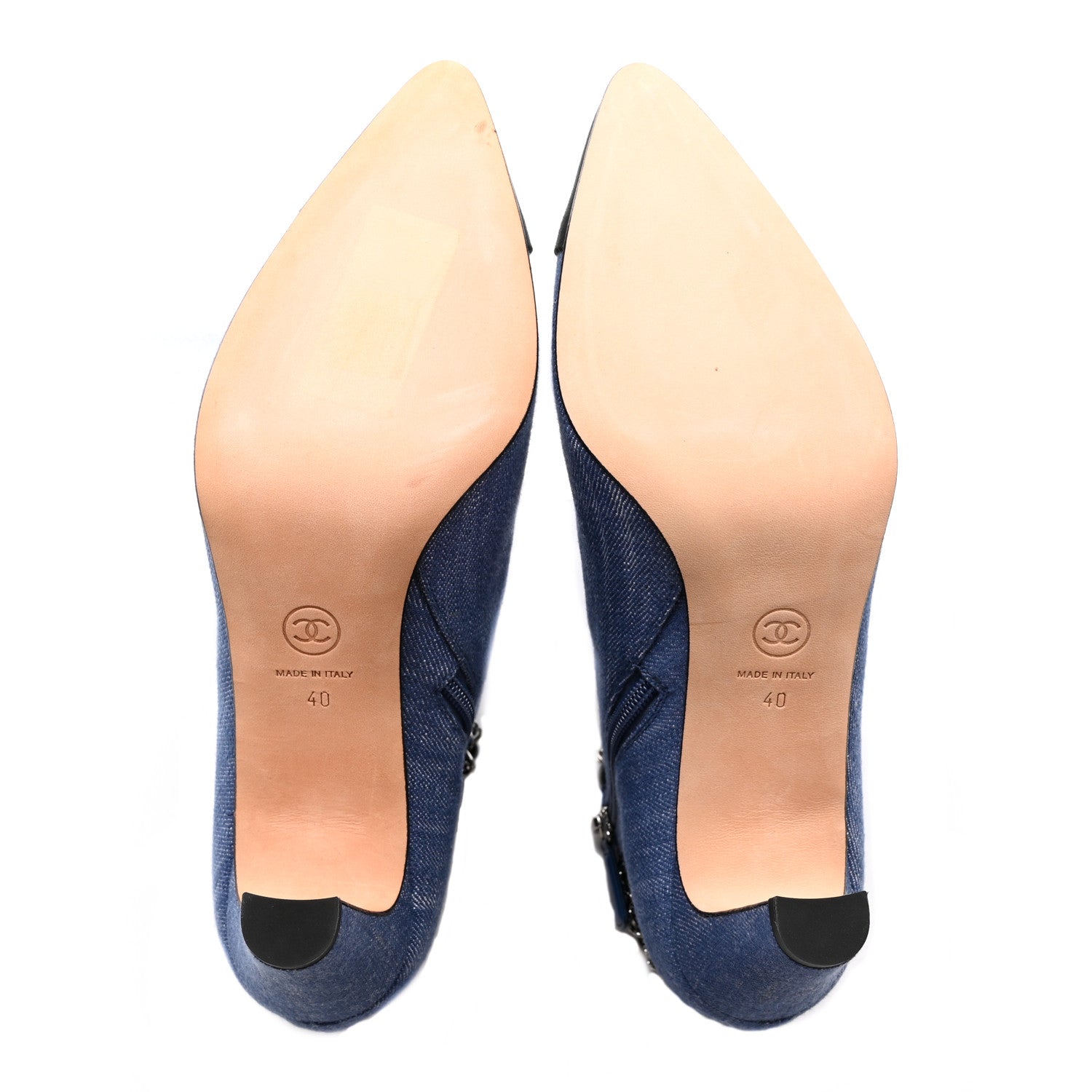 Chanel Denim Grosgrain Cap Toe Short Boots 40 Blue 5 of 10