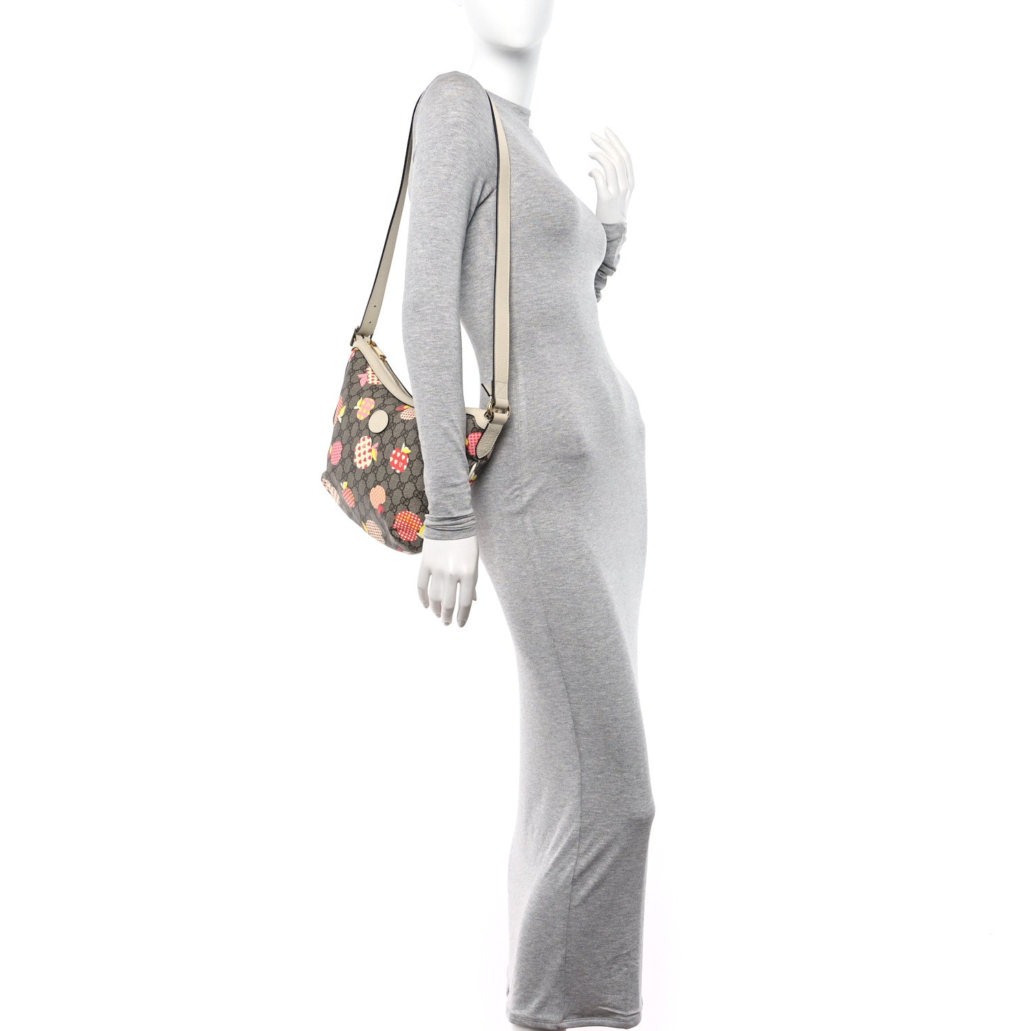Gucci GG Supreme Monogram Les Pommes Small Ophidia Half Moon Hobo Beige Multicolor Mystic White 2 of 11