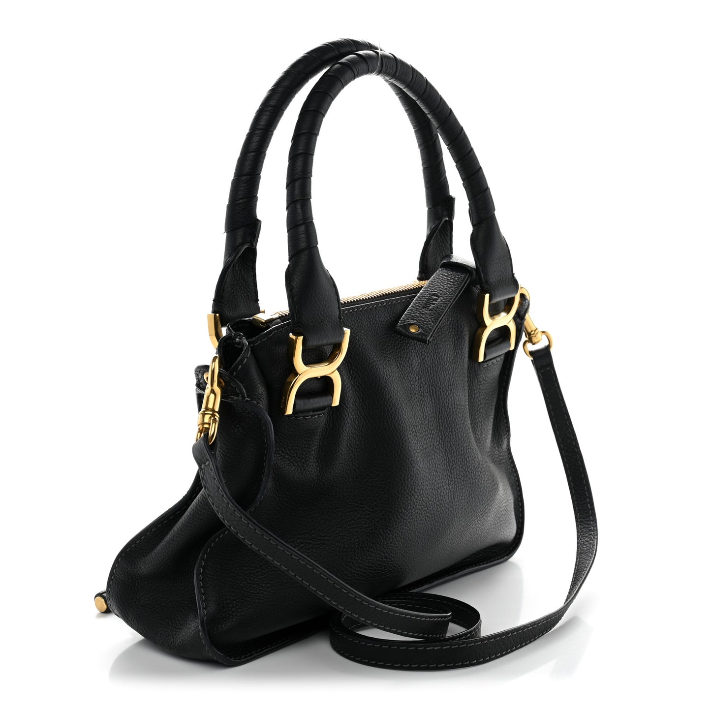 Calfskin Small Marcie Satchel Black