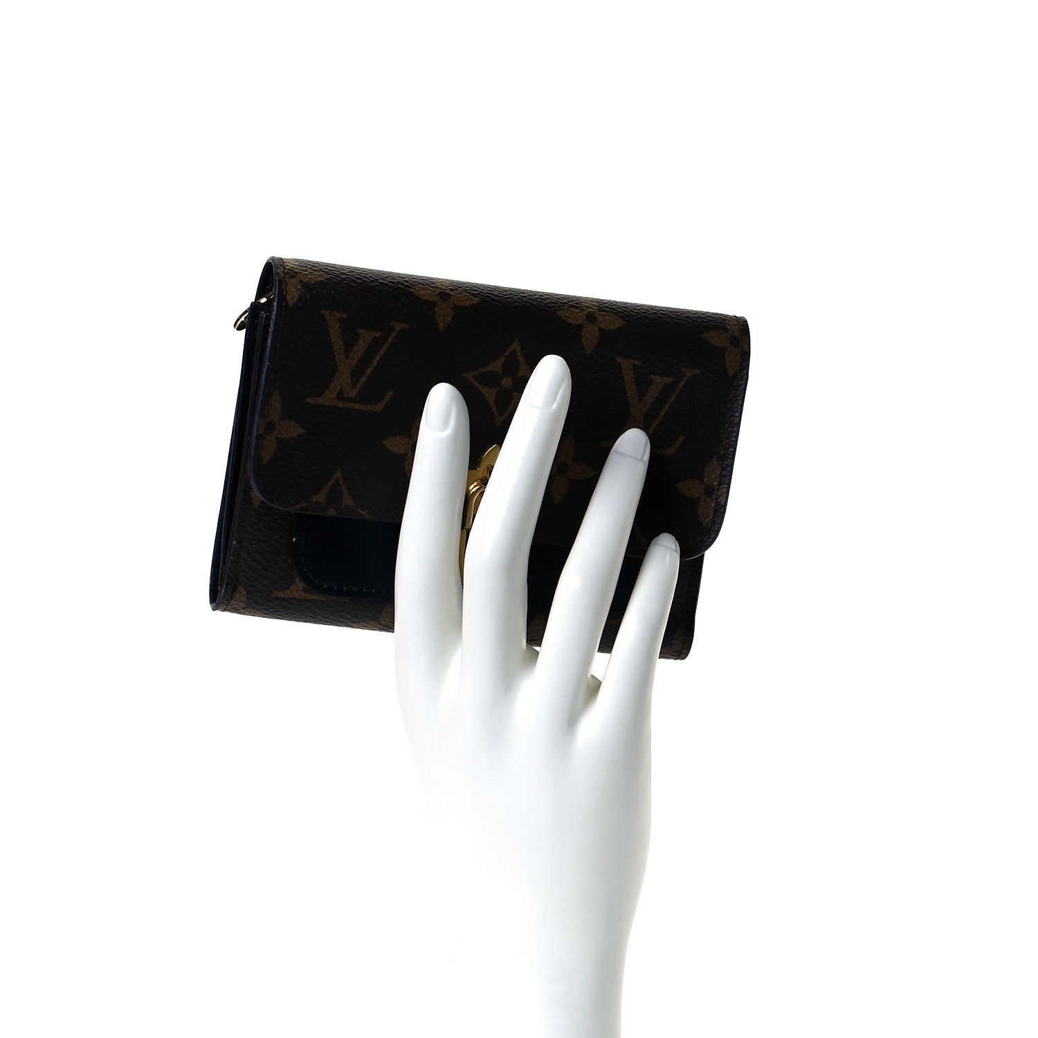 Louis Vuitton Monogram Flower Lock Compact Wallet Black 8 of 12