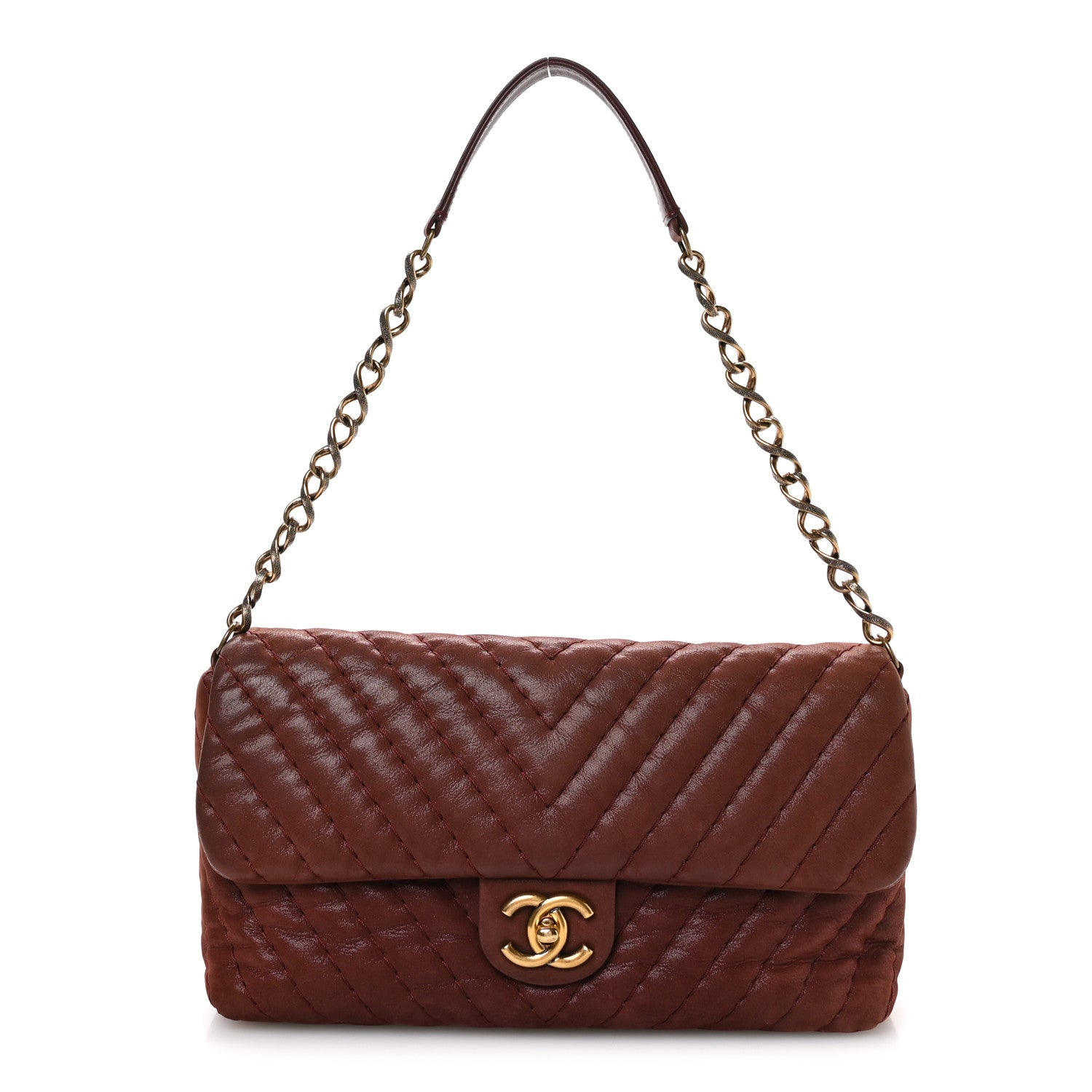 Chanel Iridescent Calfskin Surpique Chevron Flap Burgundy 1 of 10