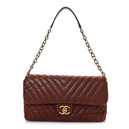 Chanel Iridescent Calfskin Surpique Chevron Flap Burgundy 1 of 10