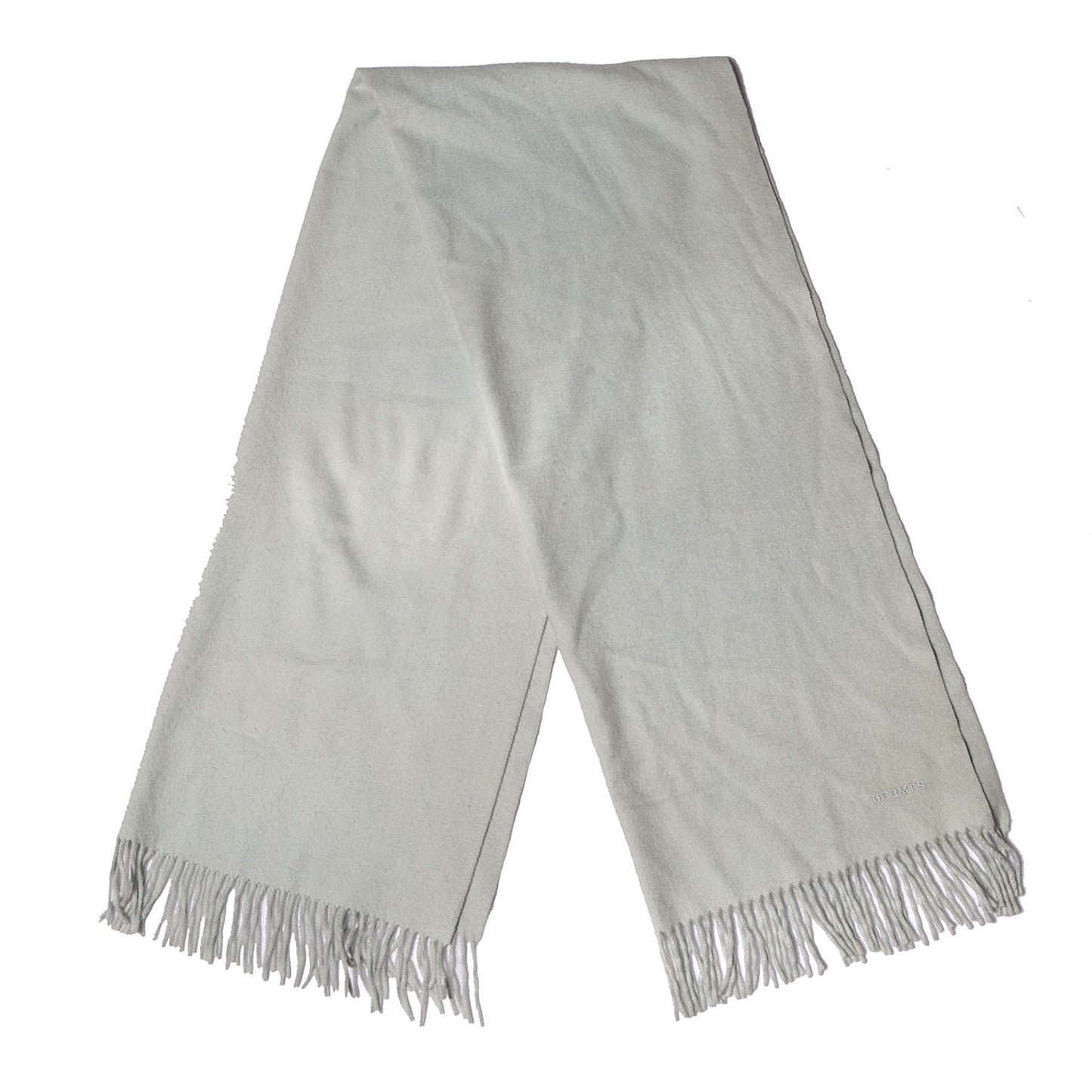 Solid Cashmere Fringe Scarf Light Bleu