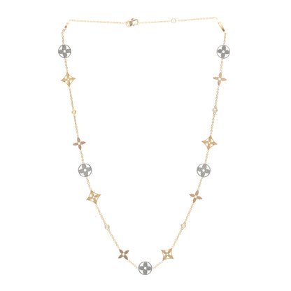 Louis Vuitton 18K Yellow White Rose Gold Diamond Idylle Blossom Station Necklace 3 of 4