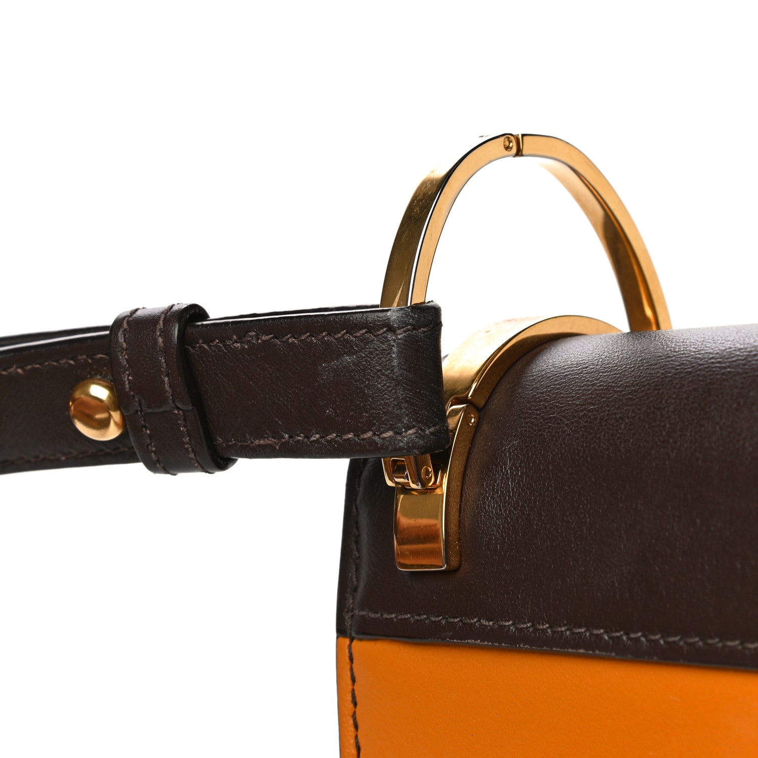 Prada City Calf Pionniere Saddle Bag Ocra Cocco 21 of 24