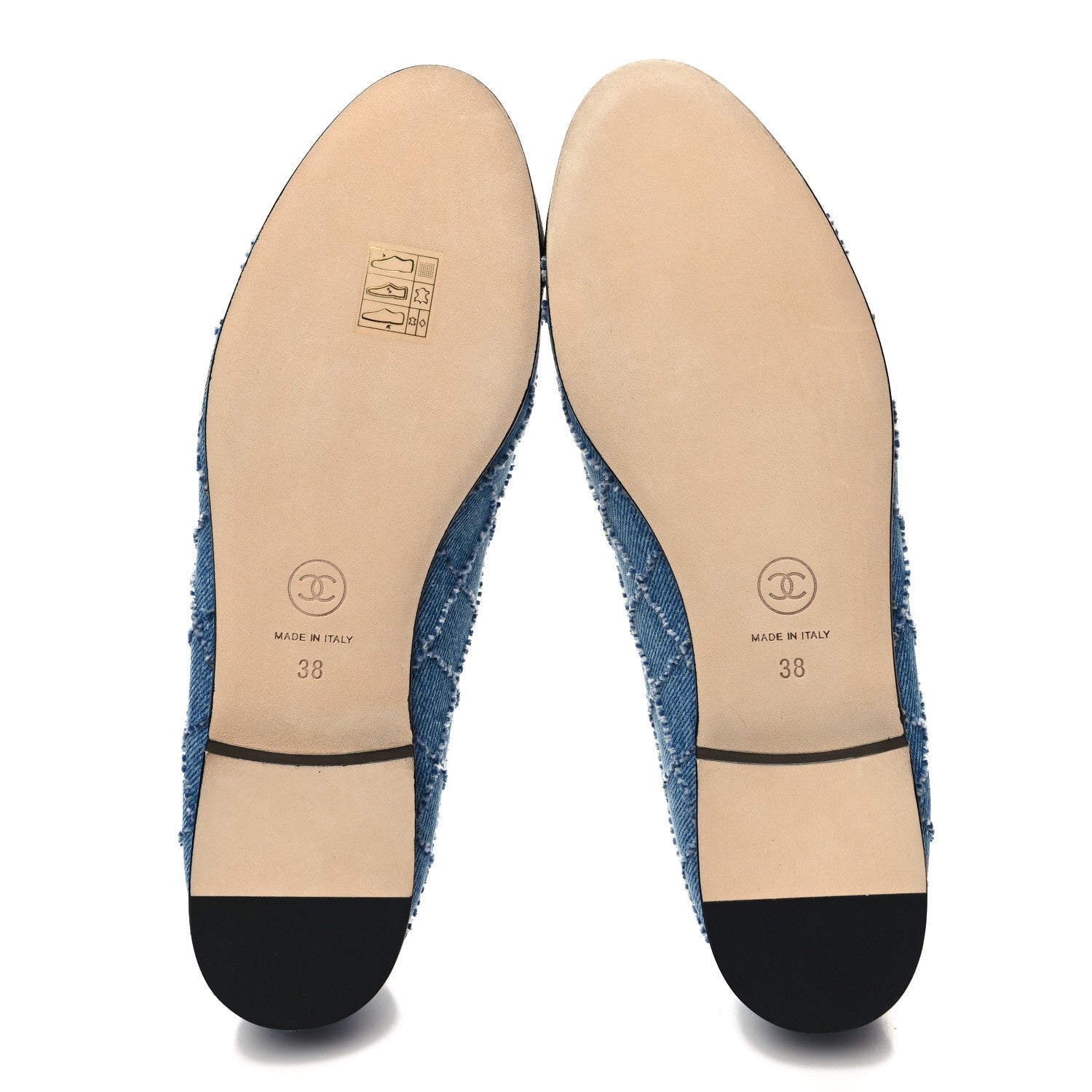 Chanel Denim Embroidered Grosgrain CC Cap Toe Ballerina Flats 38 Blue Black 5 of 9