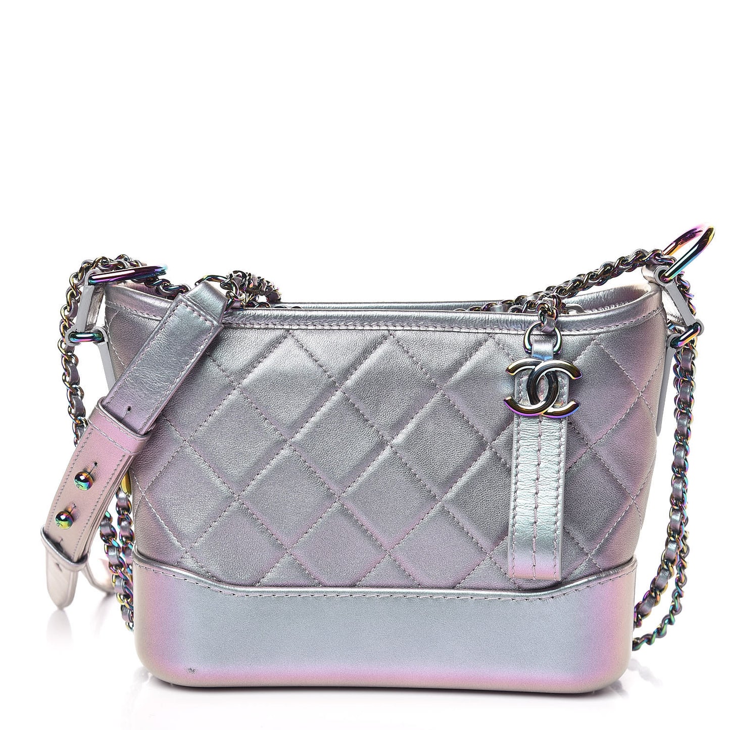 Iridescent Lambskin Calfskin Quilted Small Gabrielle Hobo Light Purple
