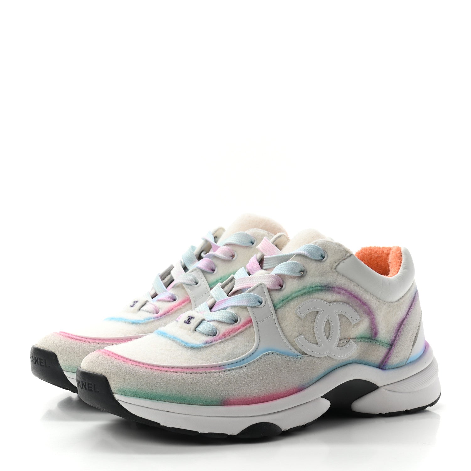 Chanel Wool Suede Calfskin CC Sneakers 38 Multicolor 2 of 8