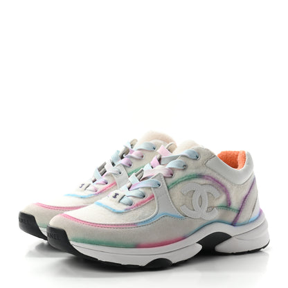 Chanel Wool Suede Calfskin CC Sneakers 38 Multicolor 2 of 8