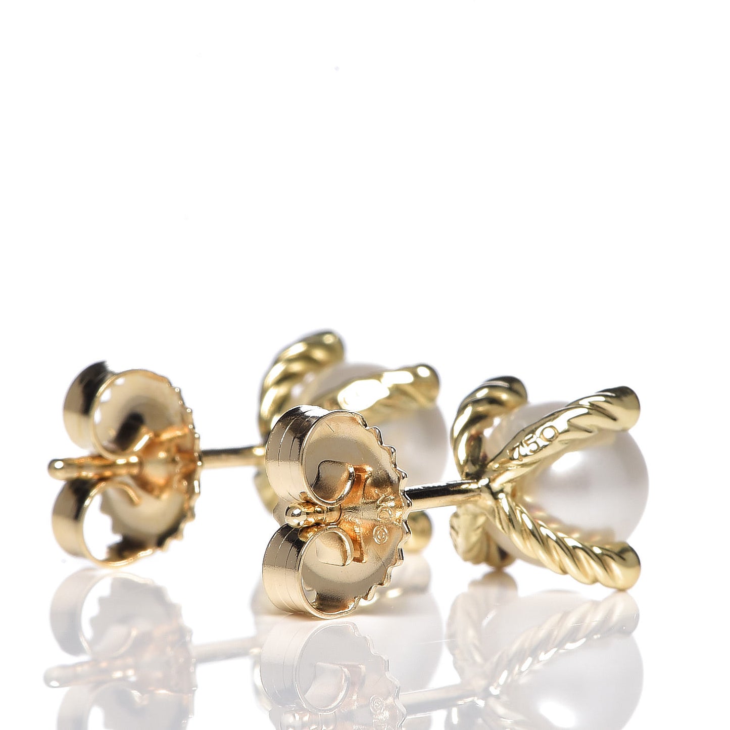 18K Yellow Gold Diamond Pearl 6mm Solari Earrings