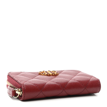 Chanel Lambskin Quilted Chanel 19 Zip Around Coin Purse Wallet Dark Red 4 of 7