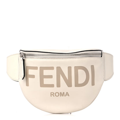 Fendi Vitello Grace Light Logo Embossed Small Belt Bag White Ice 1 of 9