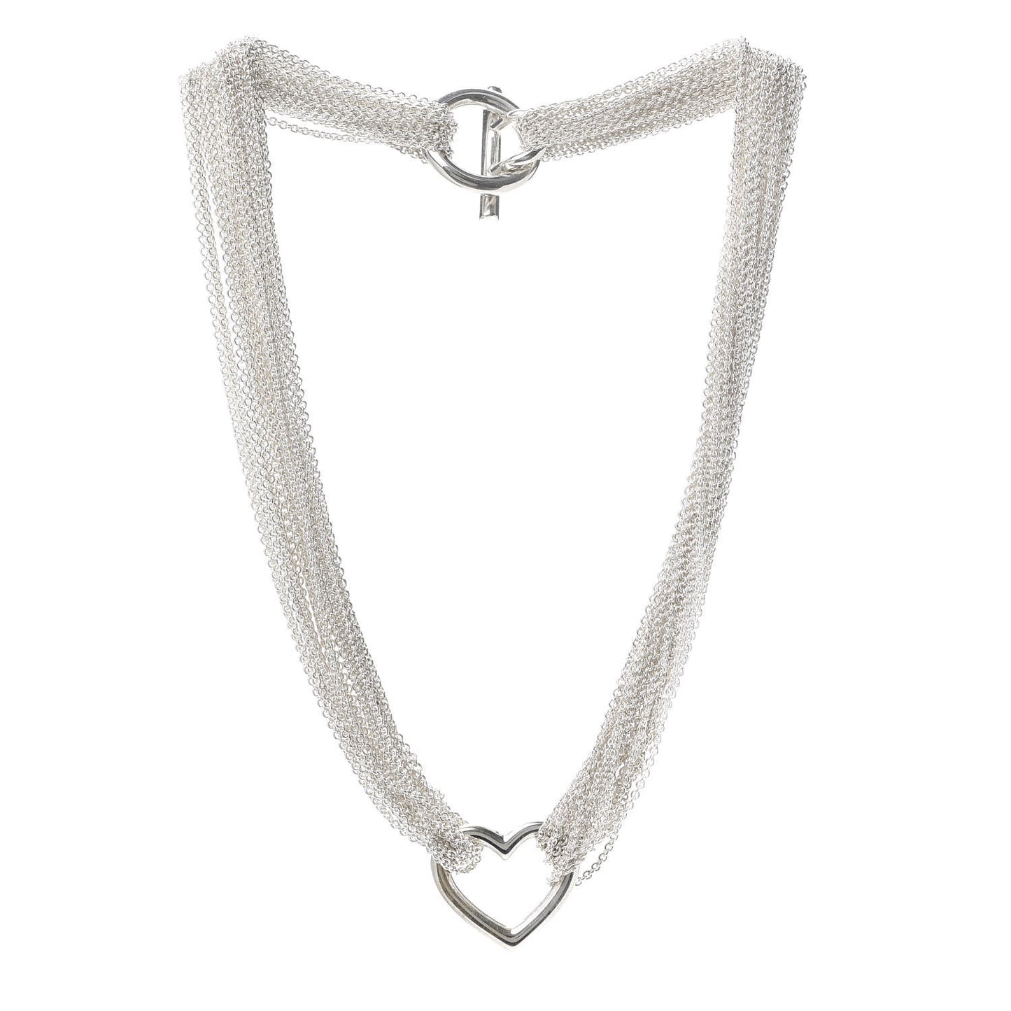 Sterling Silver Heart Multi Chain Toggle Necklace