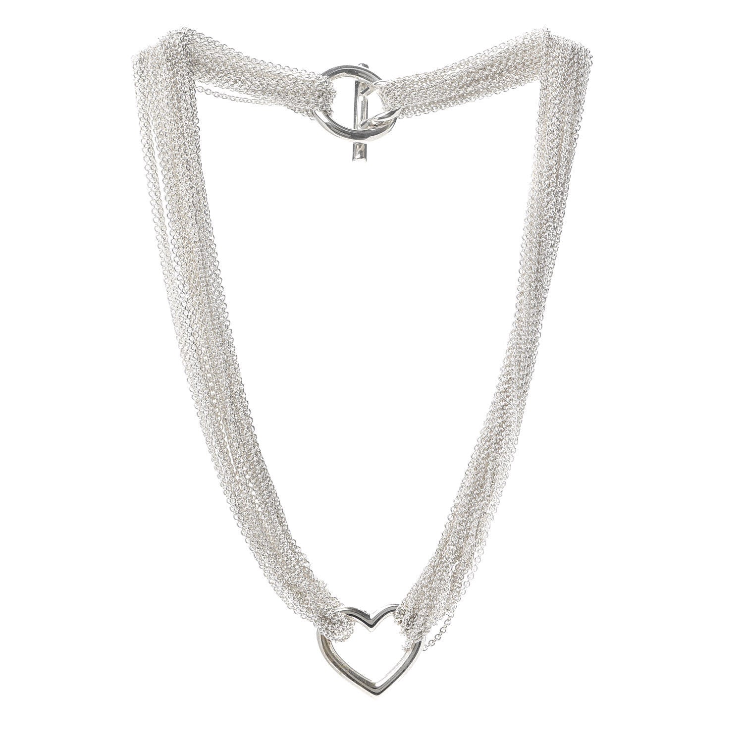 Tiffany Sterling Silver Heart Multi Chain Toggle Necklace 3 of 5
