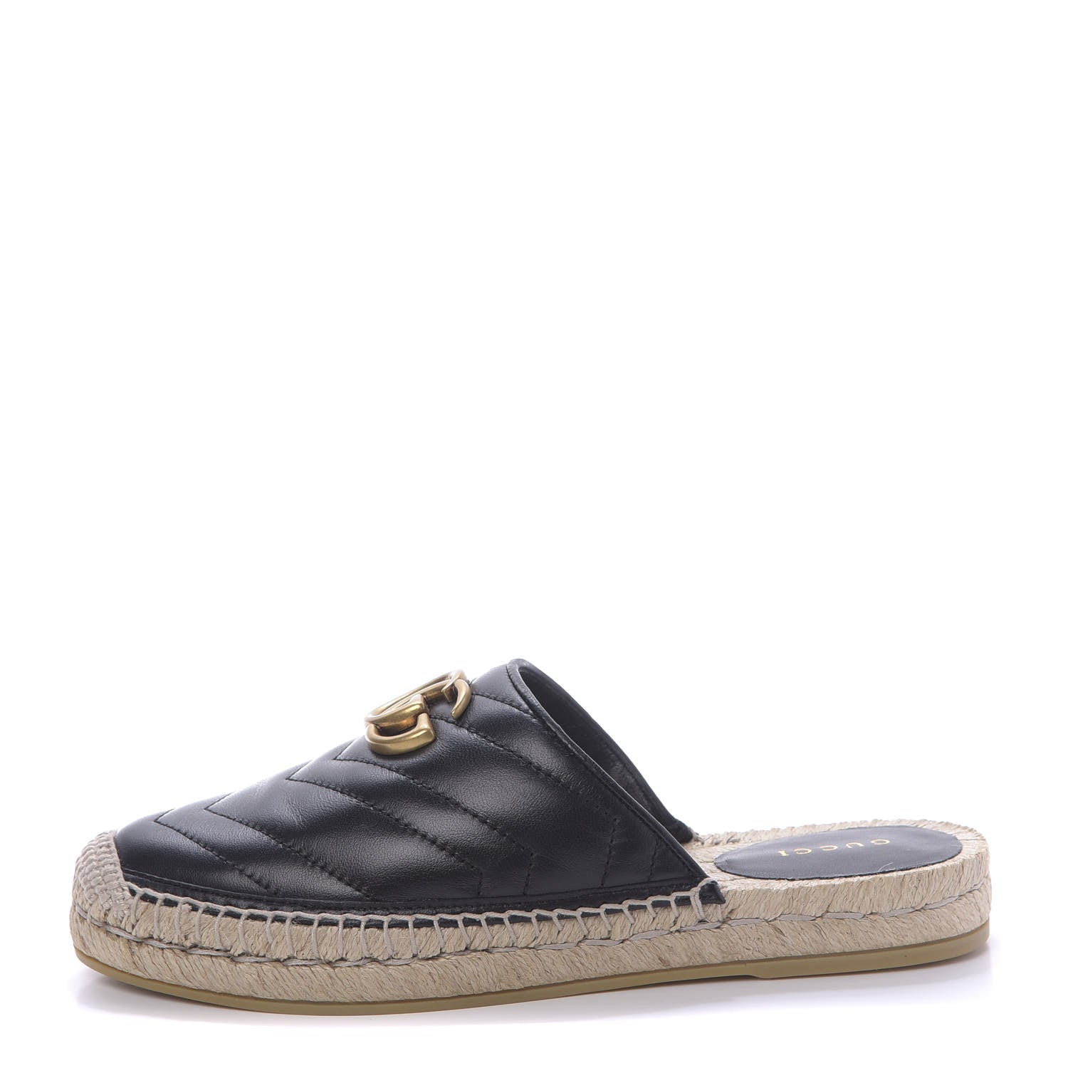 Gucci Nappa Matelasse GG Marmont Espadrille Slippers 35.5 Black 1 of 12