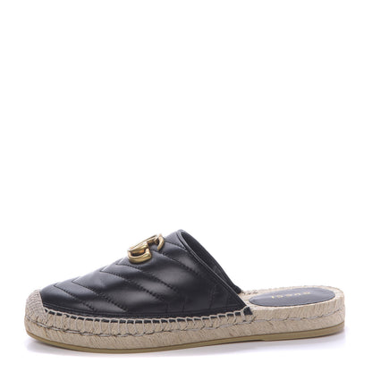 Gucci Nappa Matelasse GG Marmont Espadrille Slippers 35.5 Black 1 of 12
