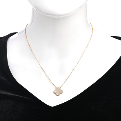Van Cleef & Arpels 18K Yellow Gold Mother of Pearl Vintage Alhambra Pendant Necklace 2 of 6