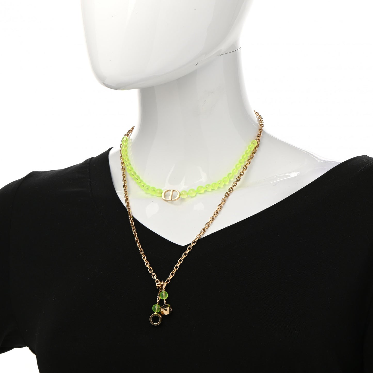 Metal CD Necklace Gold Neon