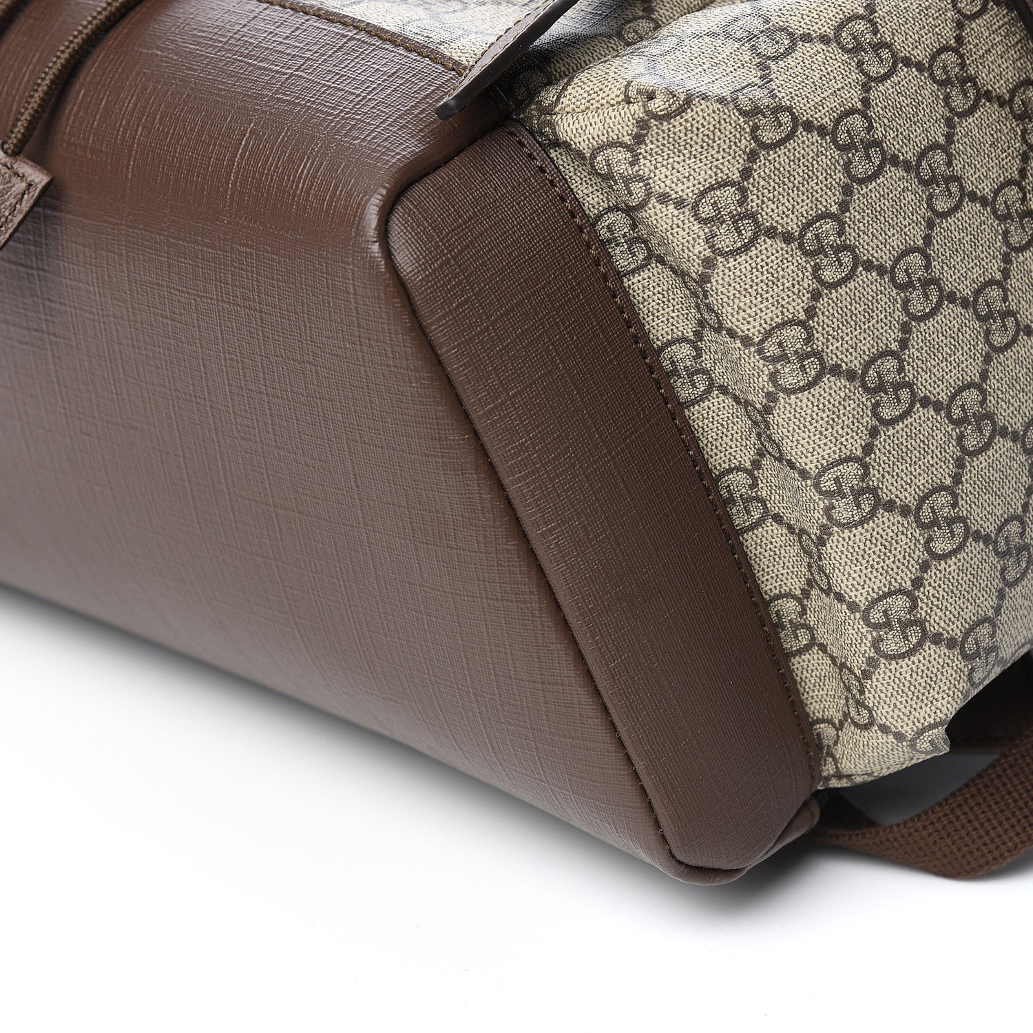 Gucci GG Supreme Monogram Medium Ophidia Double Buckle Backpack Brown 9 of 10