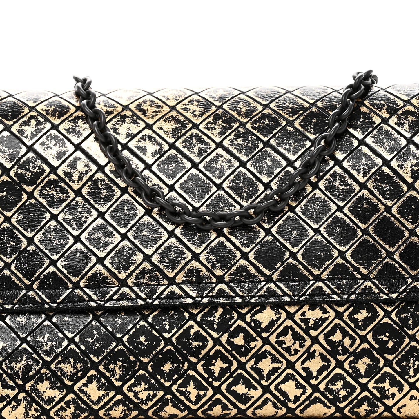 Calfskin Intrecciomirage Embossed Butterfly Chain Crossbody Black Gold