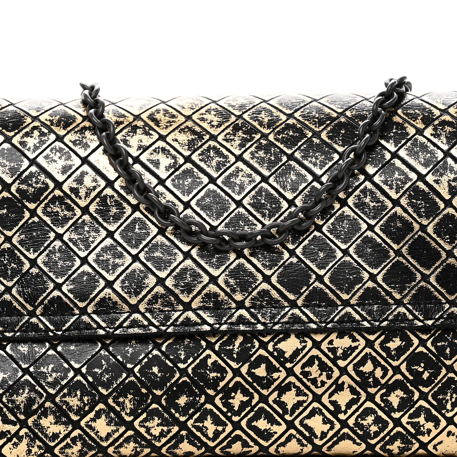 Bottega Veneta Calfskin Intrecciomirage Embossed Butterfly Chain Crossbody Black Gold 8 of 10