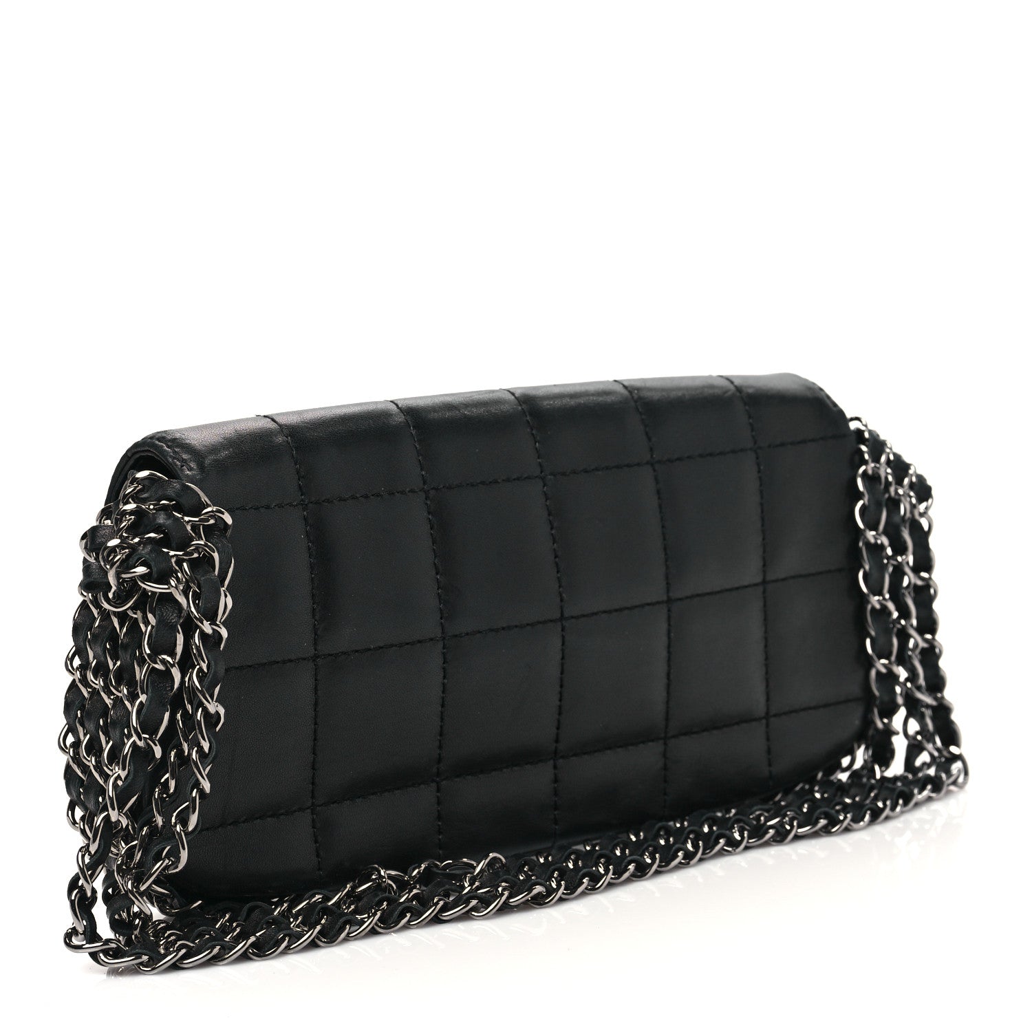 Chanel Lambskin Chocolate Bar Quilted Lambskin 3 Chain Flap Black 2 of 9