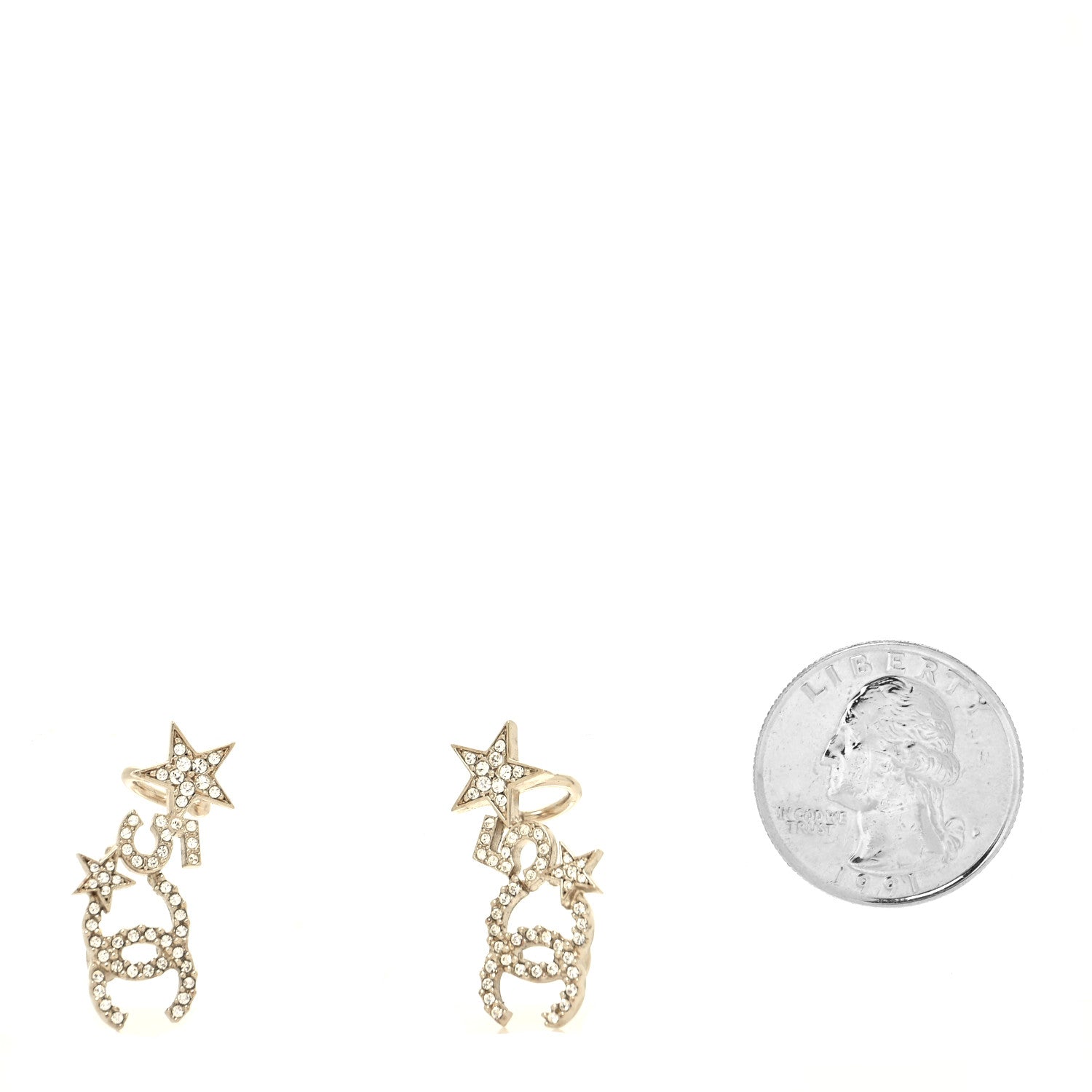 Chanel Crystal Star 5 CC Earrings Gold 2 of 4