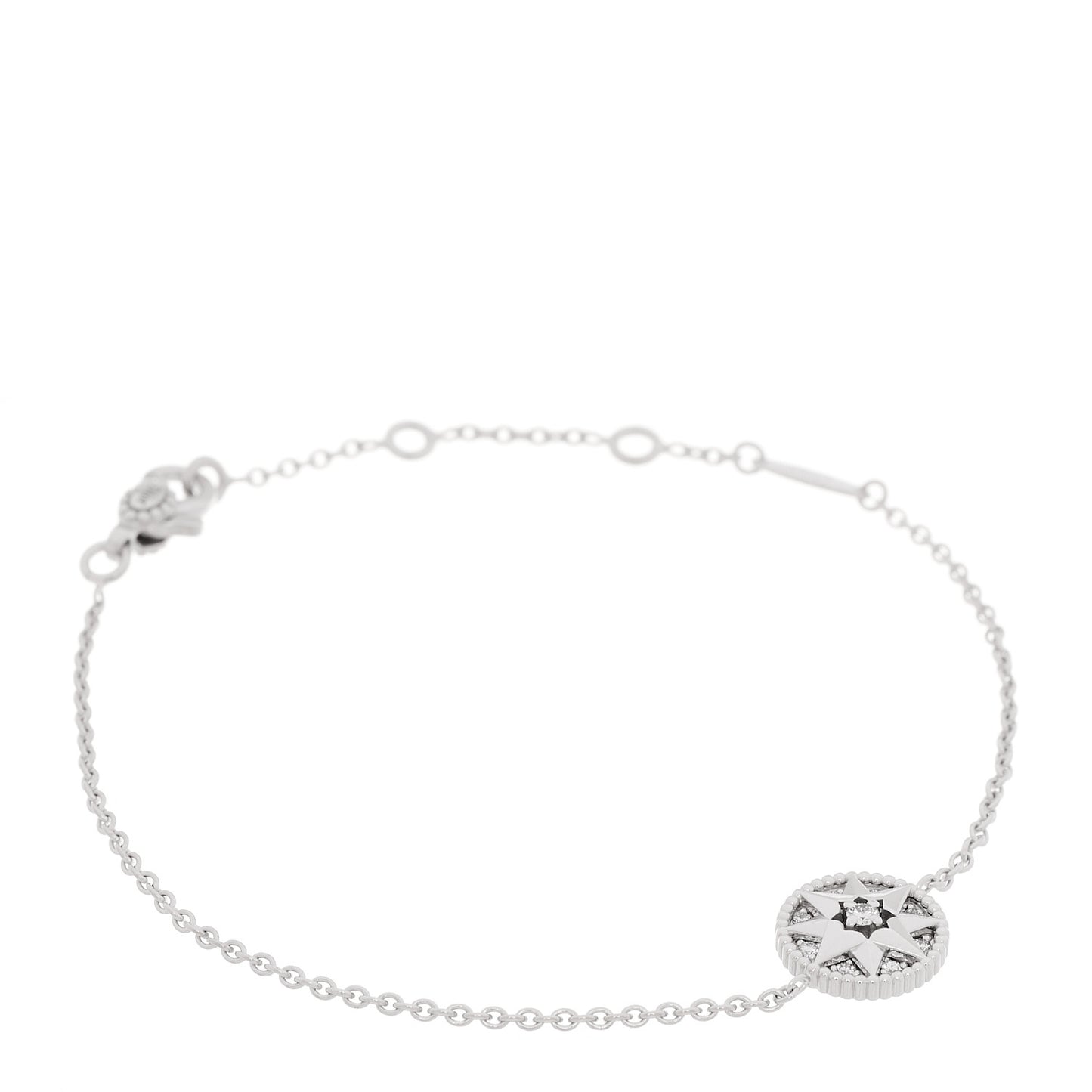 18K White Gold Pave Diamond Rose Des Vents Bracelet