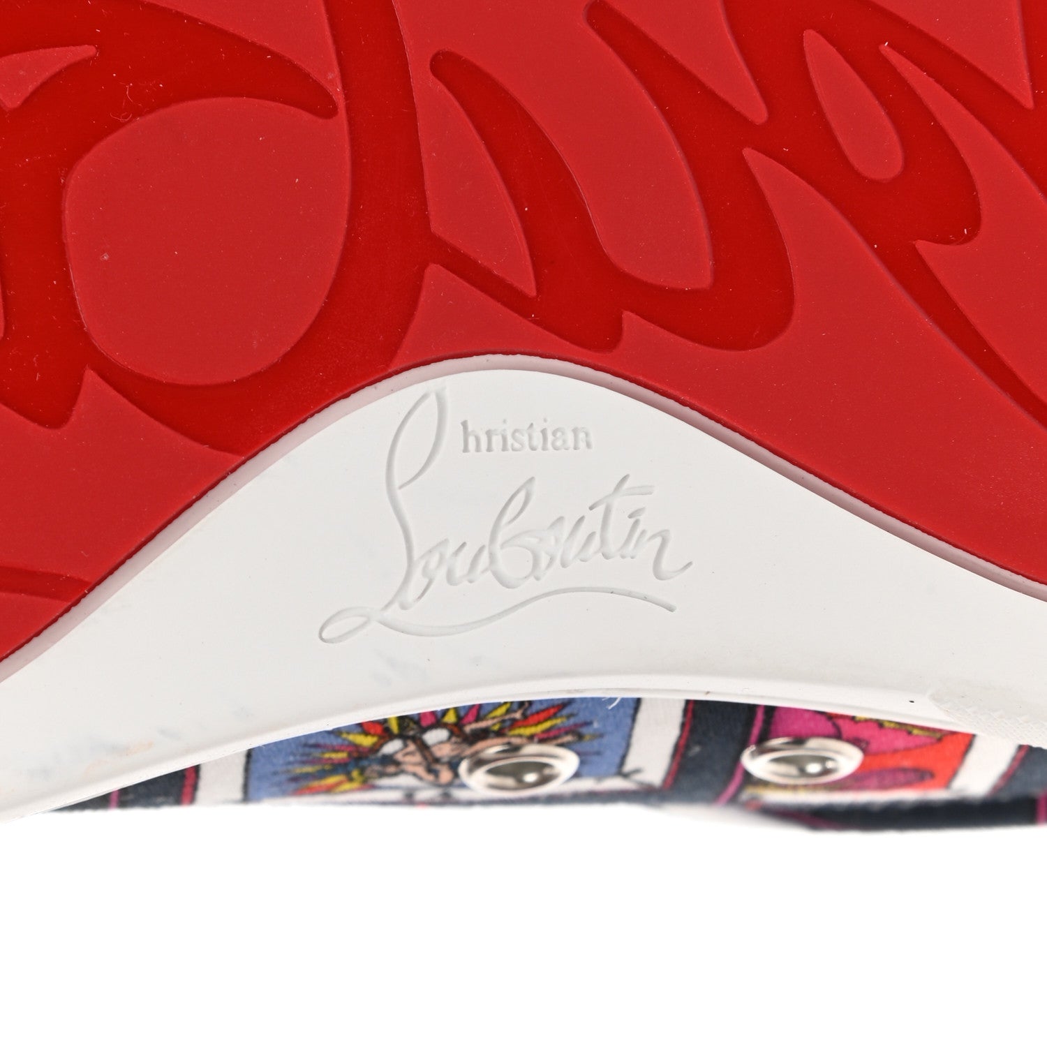 Christian Louboutin Linen Canvas Calfskin Womens Vieira Tarot-Print Sneakers 36.5 Multicolor 6 of 8