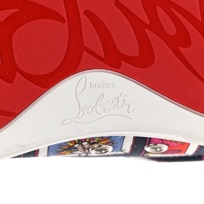 Christian Louboutin Linen Canvas Calfskin Womens Vieira Tarot-Print Sneakers 36.5 Multicolor 6 of 8